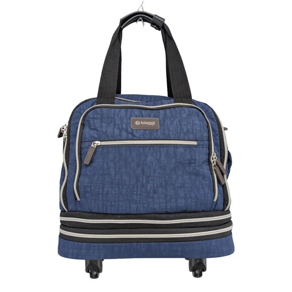 Biaggi Zipsak Expandable Carry On Bag Blue Black Rolling Travel Crossbody Bag - Picture 3 of 14